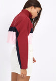 Colour Block Stripe Cropped Sweatshirt