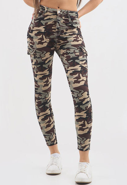 Army Camouflage Skinny Stretch Cargo Jeans