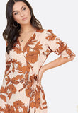 Floral Print Ruffled Tiered Hem Wrap Midi Dress