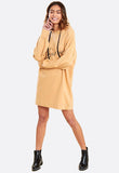 Stone Slogan Balloon Sleeve Hooded Sweat Dress