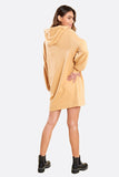 Stone Slogan Balloon Sleeve Hooded Sweat Dress