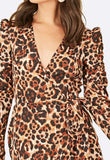 Leopard Animal Print Wrap Mini Dress