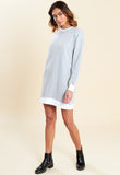 Grey Contrast Mini Sweater Dress