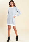 Grey Contrast Mini Sweater Dress