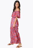 Multi Paisley Boho Print Bardot Maxi Dress