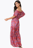 Multi Paisley Boho Print Bardot Maxi Dress