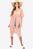 Orange Stripe Georgette Kimono