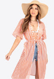 Orange Stripe Georgette Kimono