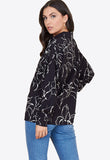 Black White Squiggle Floral Oversized Shirt