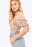 Checked Bustier Top