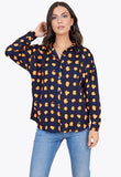 Navy Orange Puzzle Spot Oversized Shirt