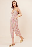 Rainbow Stripe Tie Front Culotte Jumpsuit