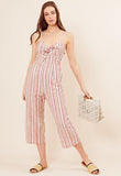 Rainbow Stripe Tie Front Culotte Jumpsuit