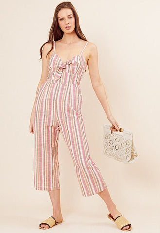 Rainbow Stripe Tie Front Culotte Jumpsuit