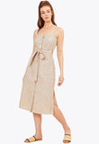 Mocha Pinstripe Button Up Waist Tie Utility Midi Dress