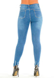 Light Blue High Waist Ankle Stitched Faded Distressed Denim Jeans