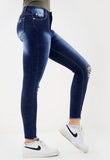 Blue Denim High Waist Distressed Ripped Skinny Fit Jeans