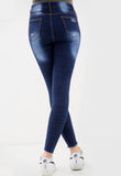 Blue Denim High Waist Distressed Ripped Skinny Fit Jeans