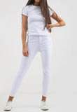 White High Waist Ankle Frayed Skinny Fit Jeans