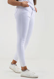 White High Waist Ankle Frayed Skinny Fit Jeans