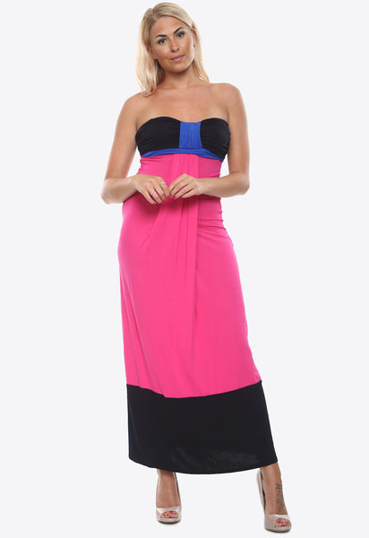 Black Cerise Bow Front Tie Waist Maxi Dress