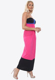 Black Cerise Bow Front Tie Waist Maxi Dress