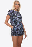 Blue Horse Print Diamante Playsuit