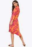 Silhouette Floral Print Side Button Midi Dress