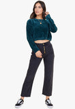 Forest Green Chenille Knit Cropped Long Sleeve Top