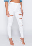 White Multi Slash High Waisted Jeggings