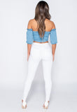 White Multi Slash High Waisted Jeggings