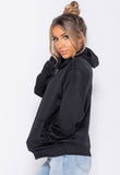 Black Drawstring Hooded Sweatshirt