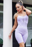 Lilac Rib Zip Front Unitard