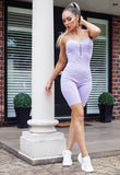 Lilac Rib Zip Front Unitard