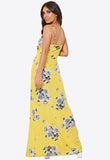 Yellow Floral Mock Horn Button Detail Strappy Cami Maxi Dress