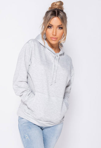 Grey Drawstring Hooded Sweatshirt