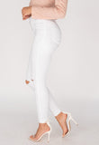 White Knee Slash High Waisted Jeggings