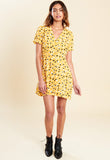 Mustard Polka Dot Button Down Mini Skater Tea Dress