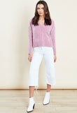 Pink Cropped Jumper With Cable Placement