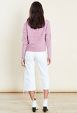 Pink Cropped Jumper With Cable Placement