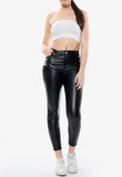 Black PU High Waist Skinny Fit Jeans