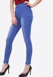 Blue High Waist Ankle Stitched Faded Denim Jeggings