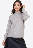 Grey Diamond Knitted High Neck Jumper