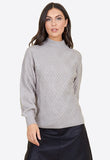 Grey Diamond Knitted High Neck Jumper