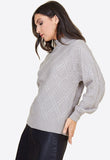 Grey Diamond Knitted High Neck Jumper