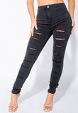 Charcoal Multi Slash High Waisted Jeggings