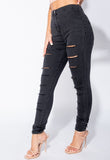 Charcoal Multi Slash High Waisted Jeggings