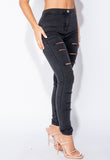 Charcoal Multi Slash High Waisted Jeggings