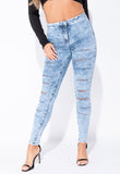 Mid Blue Acid Multi Slash High Waisted Jeggings