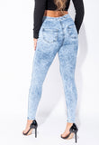 Mid Blue Acid Multi Slash High Waisted Jeggings